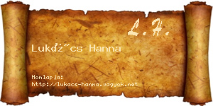 Lukács Hanna névjegykártya